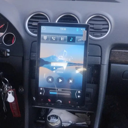 "10.4 inch single-DIN car multimedia screen including rotating display, power cable, mounting bracket, and manual"