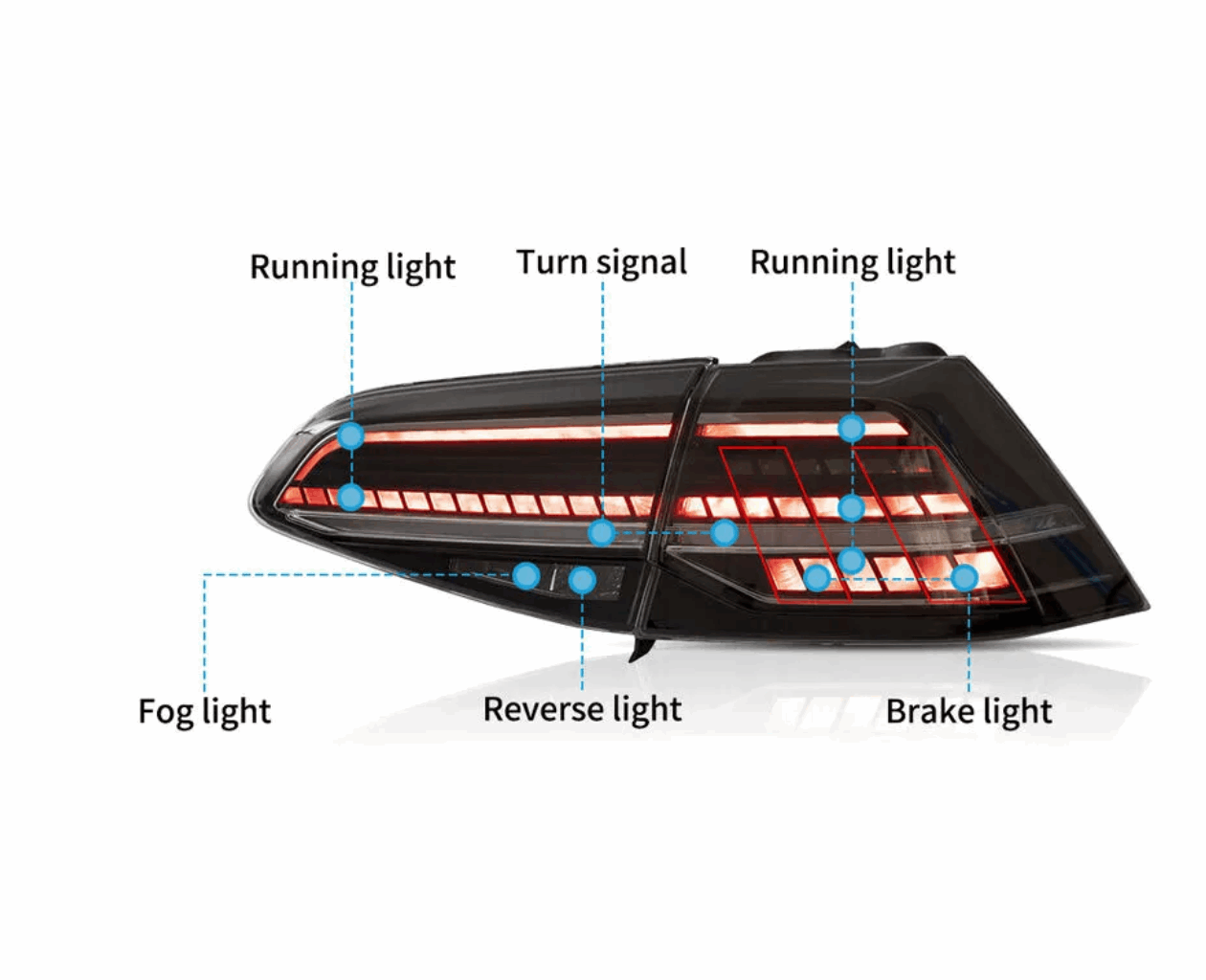 Volkswagen Golf | MK 7 MK 7.5 (2013-2020) | OEM R STYLE LED TAILLIGHTS