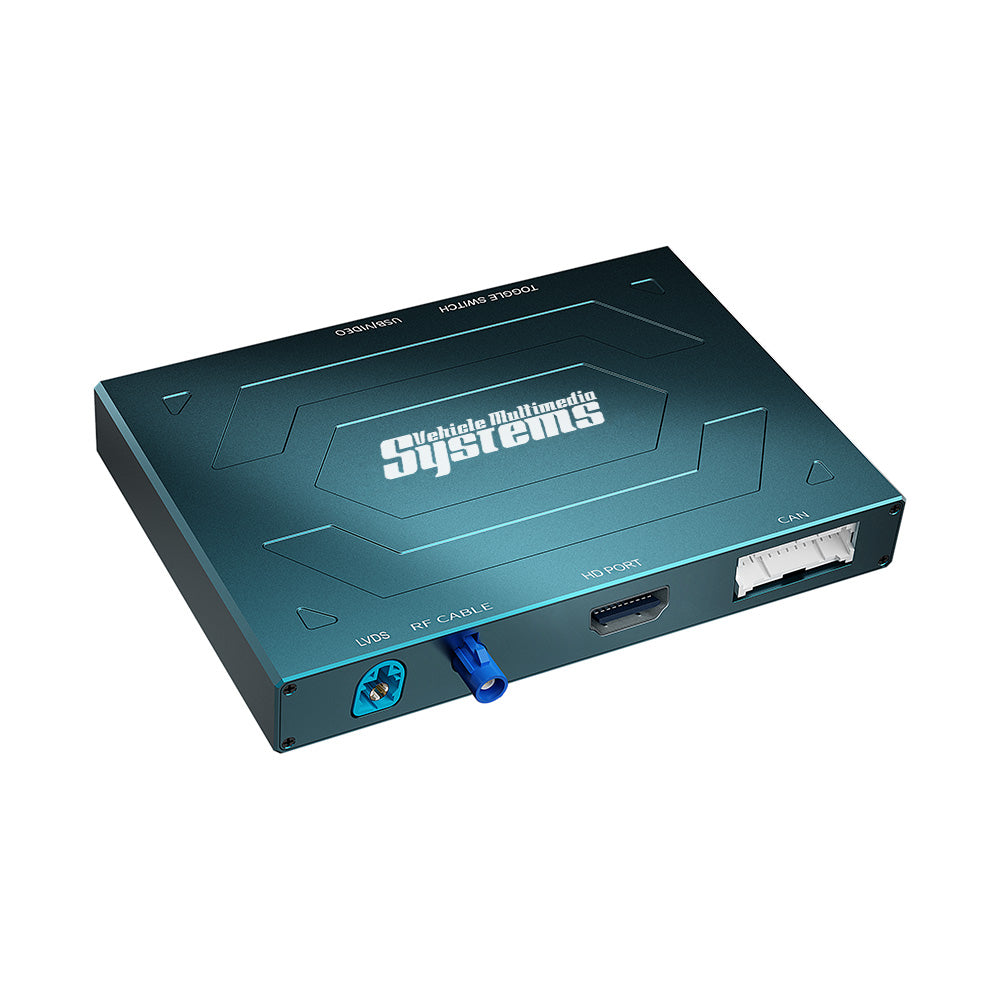 Black wireless CarPlay and Android Auto integration module for Jeep, angled front view.