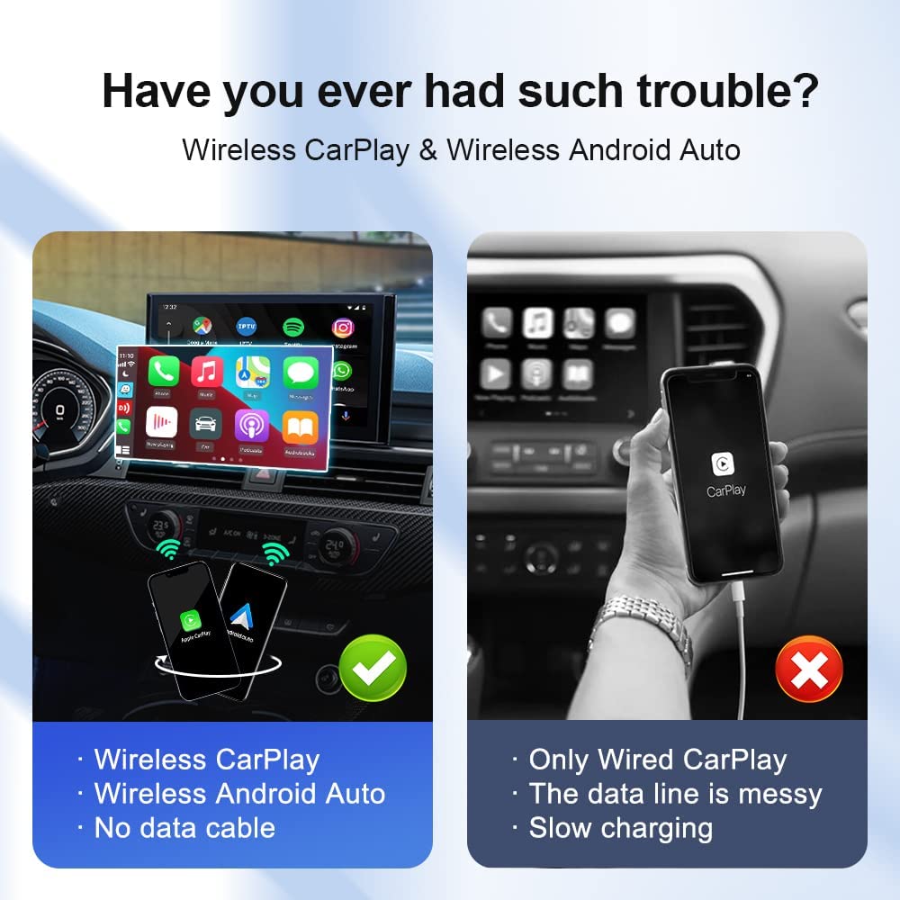 Wireless CarPlay and Android Auto activator dongle for OEM infotainment systems – plug-and-play adapter for cable-free smartphone connection