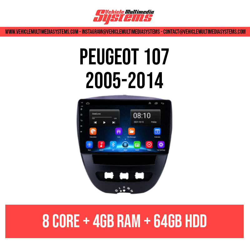 Peugeot 107 | 2005-2014 | Android Screen– Vehicle Multimedia Systems