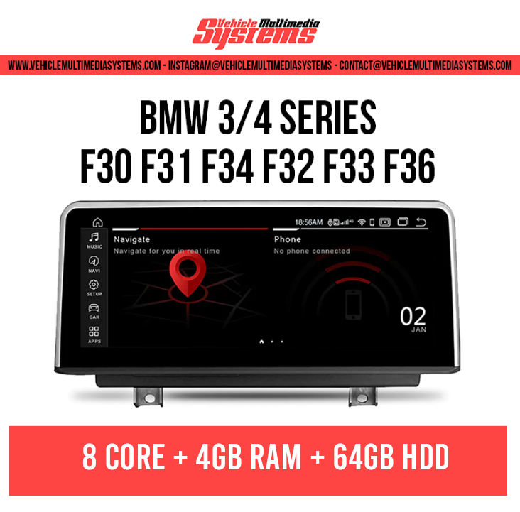 BMW 3 Series 4 Series | F30 F31 F34 F32 F33 F36 | Android Screen | NBT, CIC, EVO