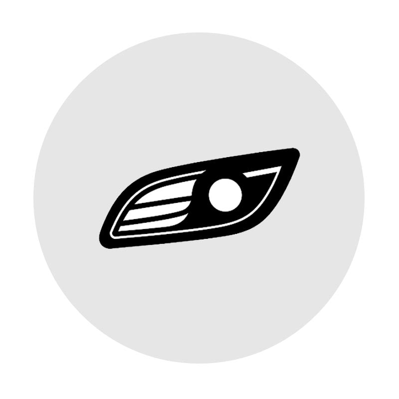 "Icon of car headlight for exterior lighting upgrades including LED headlights, taillights, and indicators"