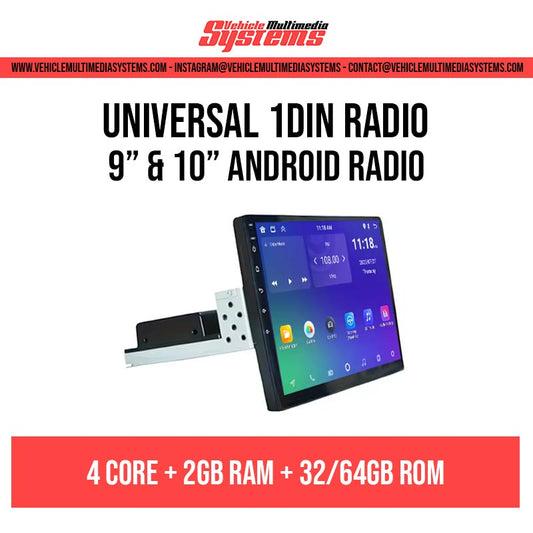"9 inch and 10 inch universal touchscreen multimedia head units with floating display, GPS, WiFi, Bluetooth, and rear camera support"