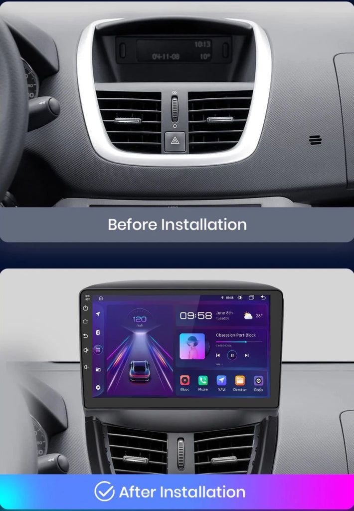 AWESAFE Autoradio Android 12 pour Peugeot 207(2006-2015)Carplay