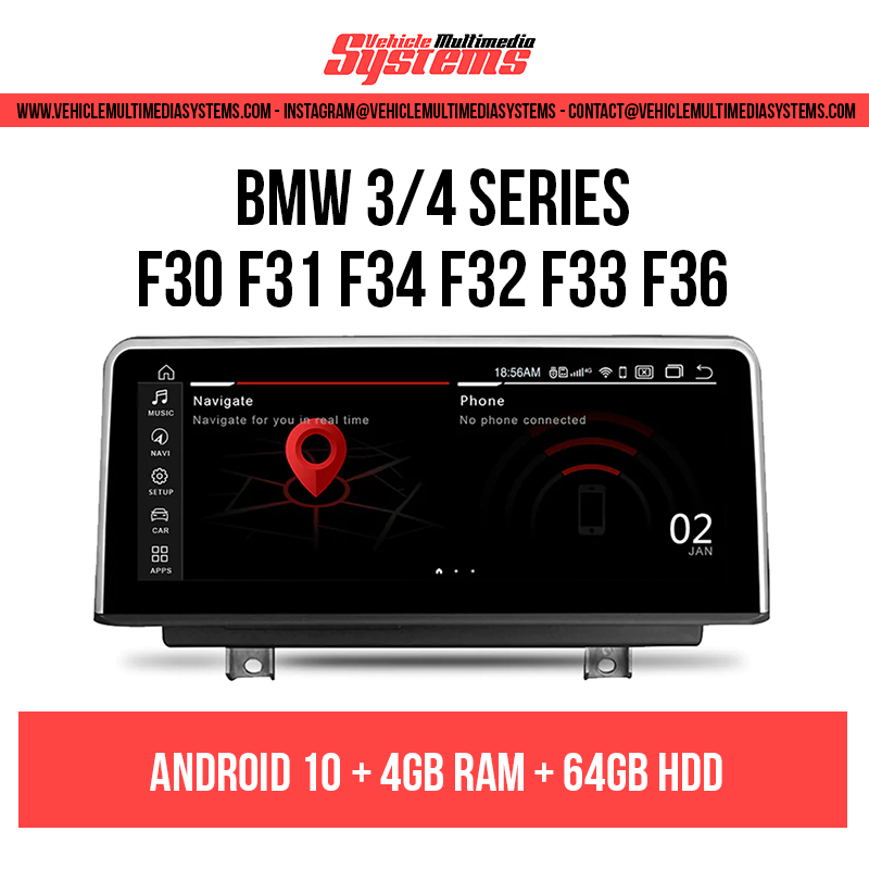 BMW 3 Series 4 Series | F30 F31 F34 F32 F33 F36 | Android Screen | NBT, CIC, EVO VMS